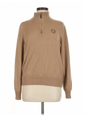 VTG MARTIN Italian Merino Wool Crest Tan Quarter Zip M